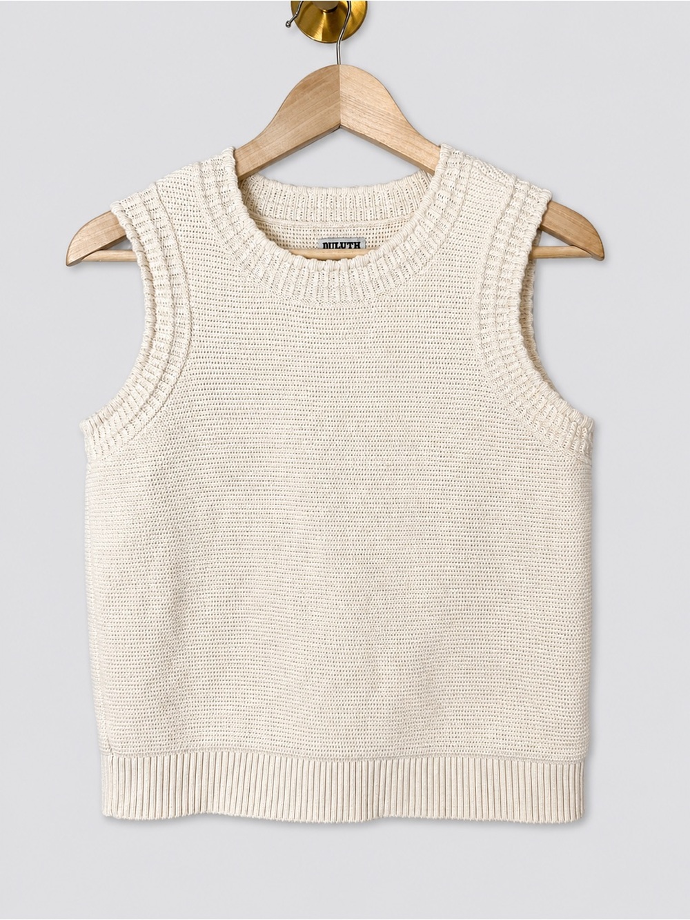 Duluth Trading Co. 100% Cotton Cream Knit Sweater Vest in ivory